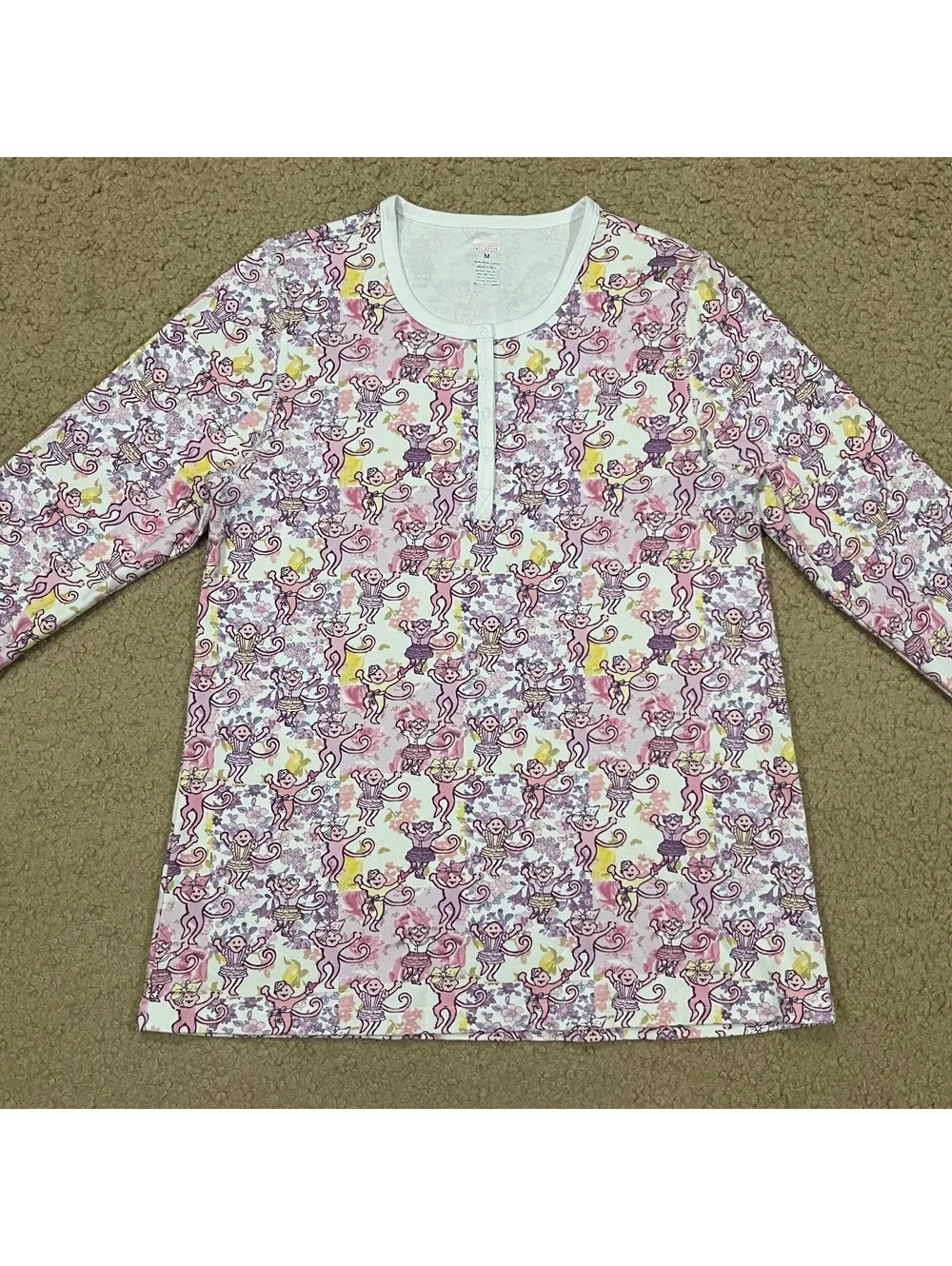 Love Shack Fancy Roller Rabbit Womens Pajama Long Sleeve Top Size Medium